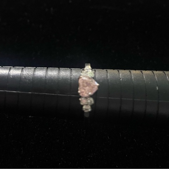 Elegant Pink Heart Stone Ring with Silver Tone Band - Picture 1 of 5